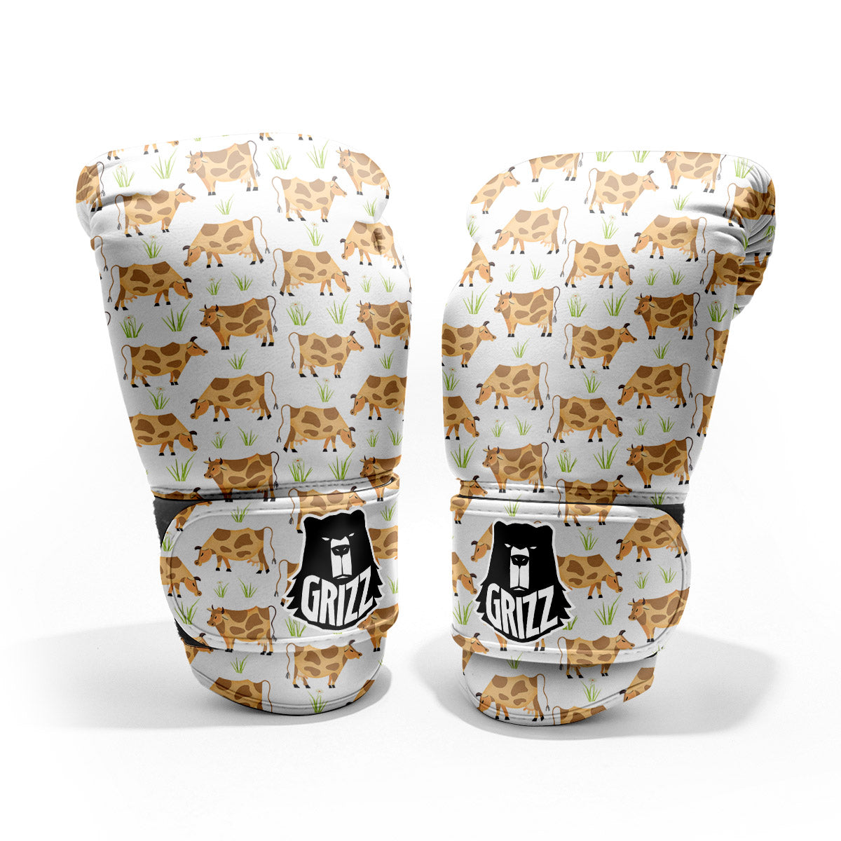 Cow Farm Cartoon Dairy Print Pattern Pro Boxing Glove