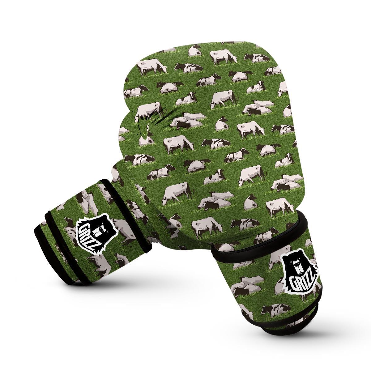Cow Farm Pattern Print Boxing Gloves-grizzshop