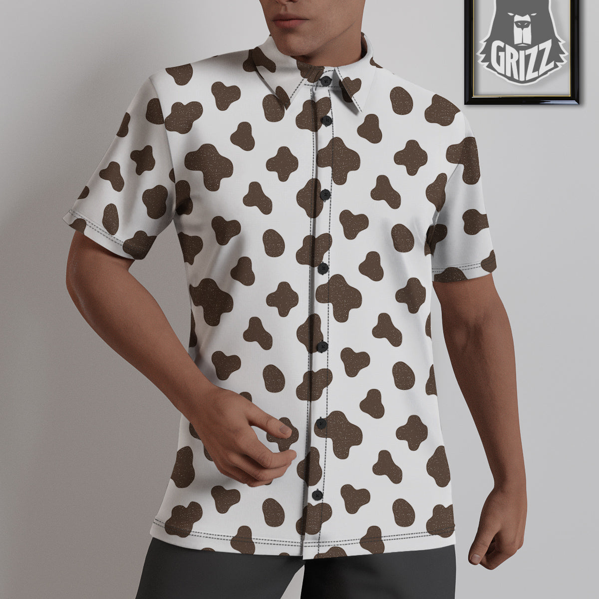 Cow Milk And Chocolate Print Untucked Shirts-grizzshop