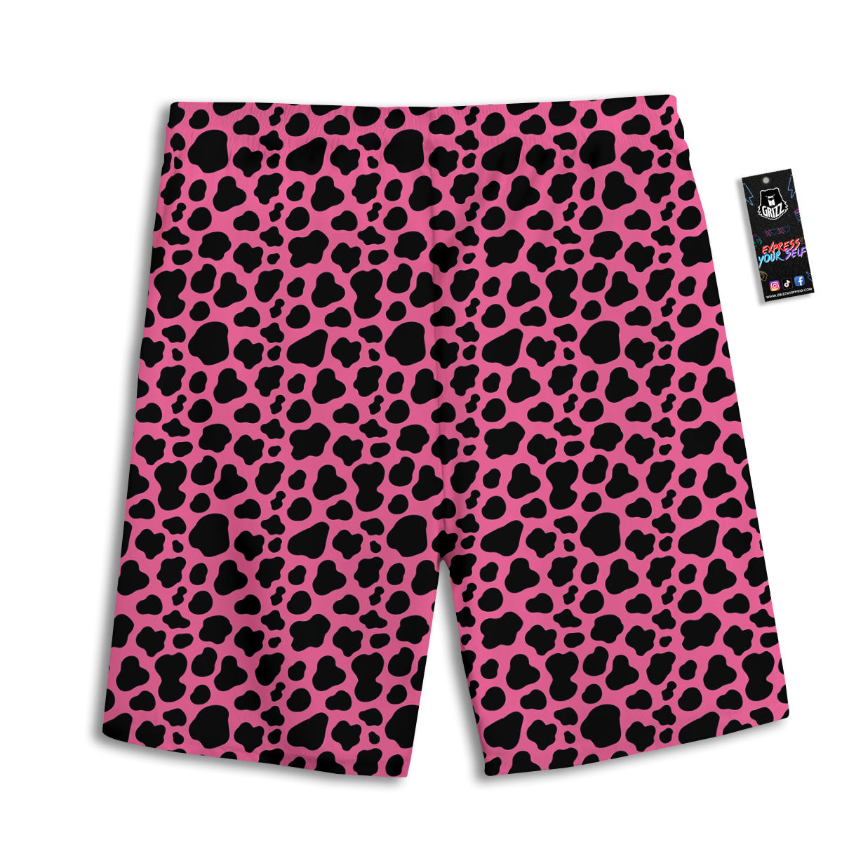 Cow Pink And Black Print Men's Athletic Shorts