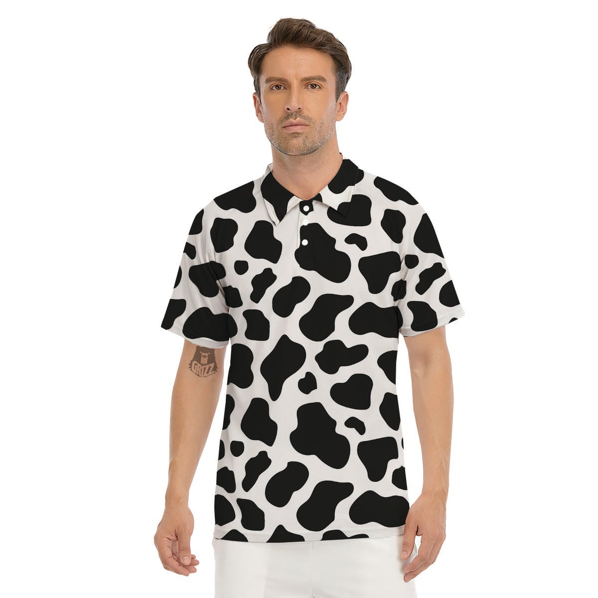 Cow Print Men's Golf Shirts-grizzshop