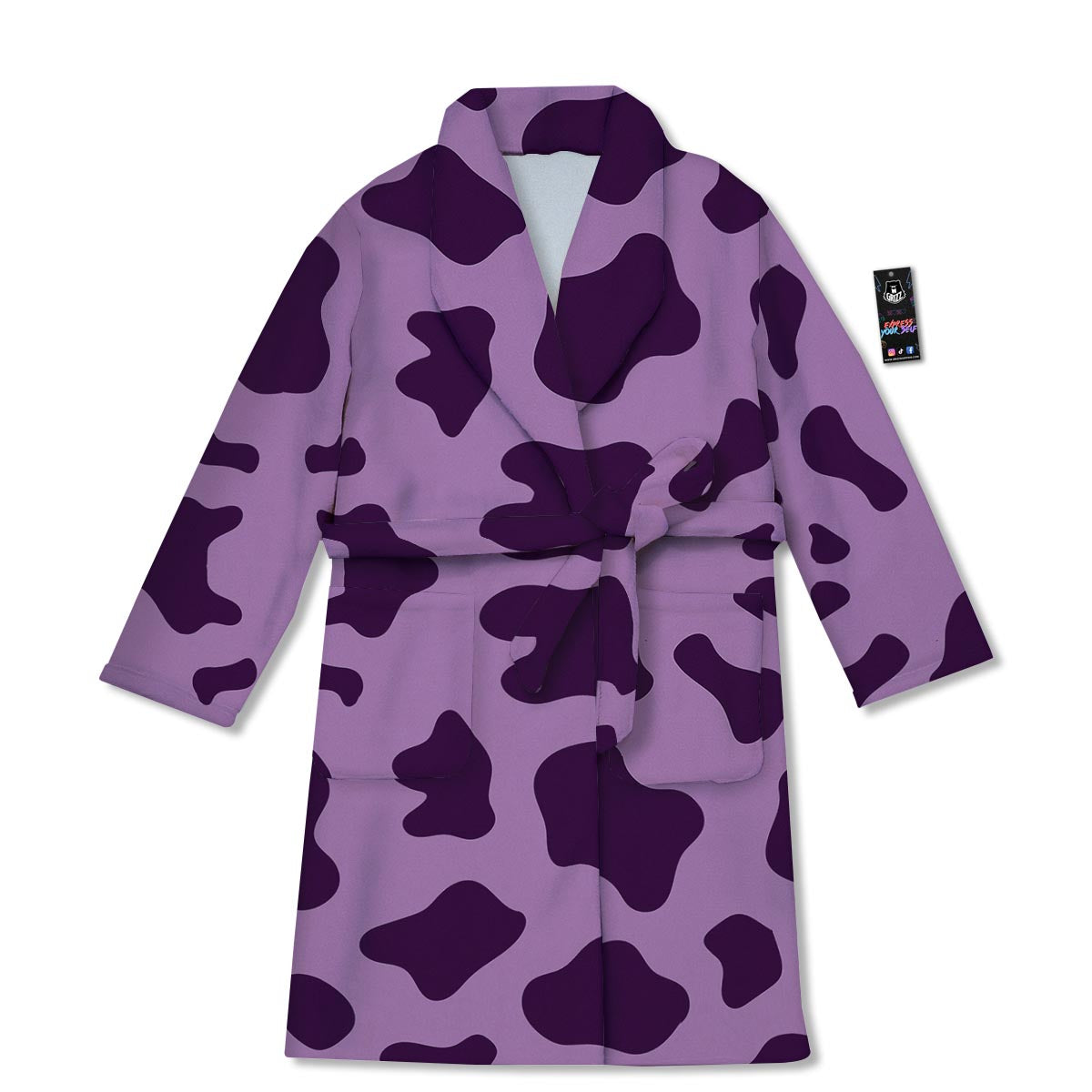 Cow Purple Print Pattern Bathrobe-grizzshop