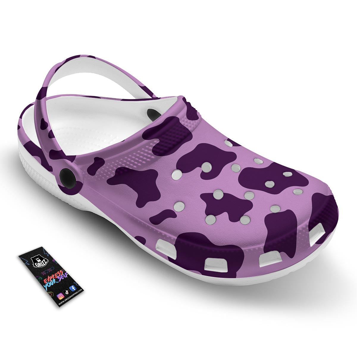 Cow Purple Print Pattern Clog-grizzshop