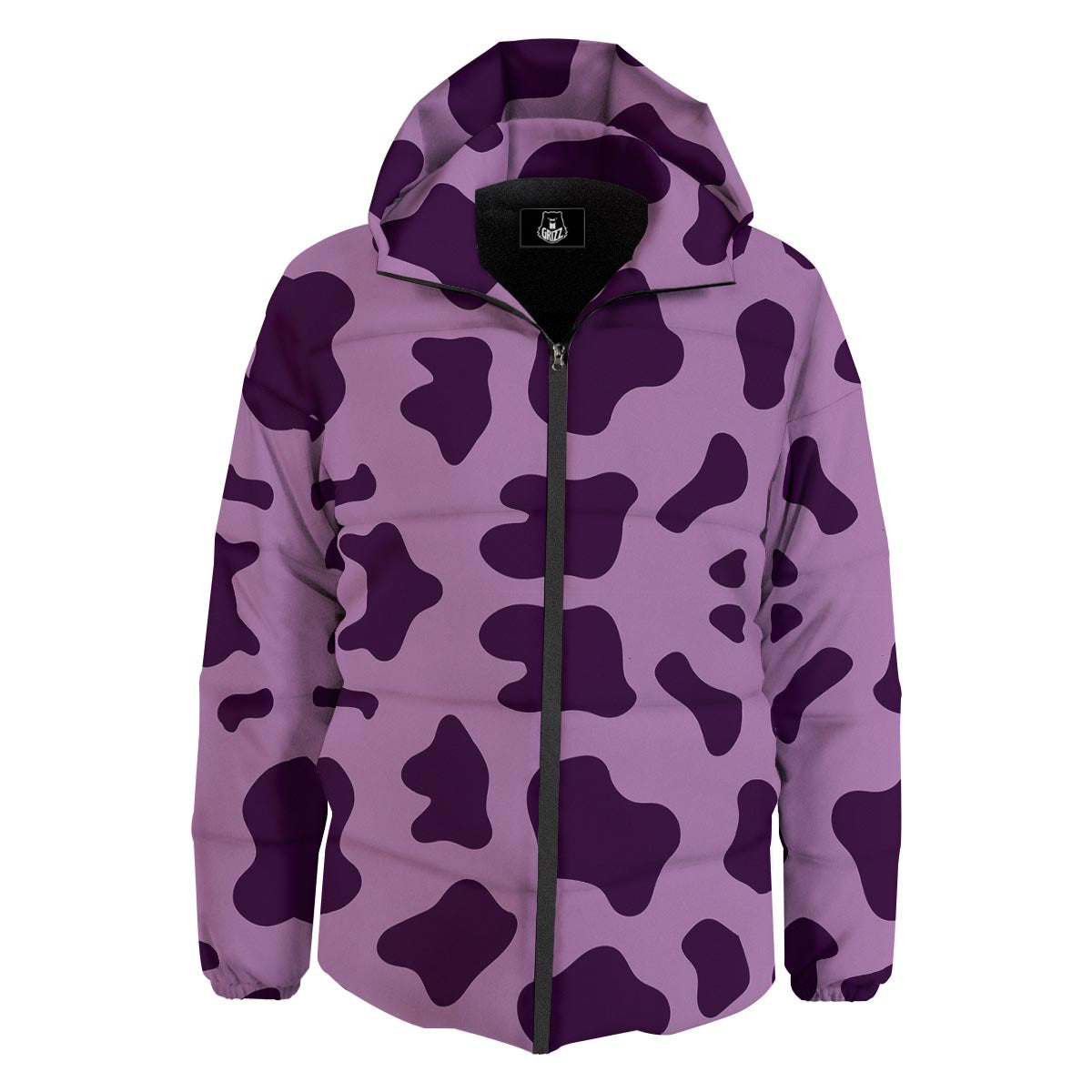 Cow Purple Print Pattern Down Jacket-grizzshop