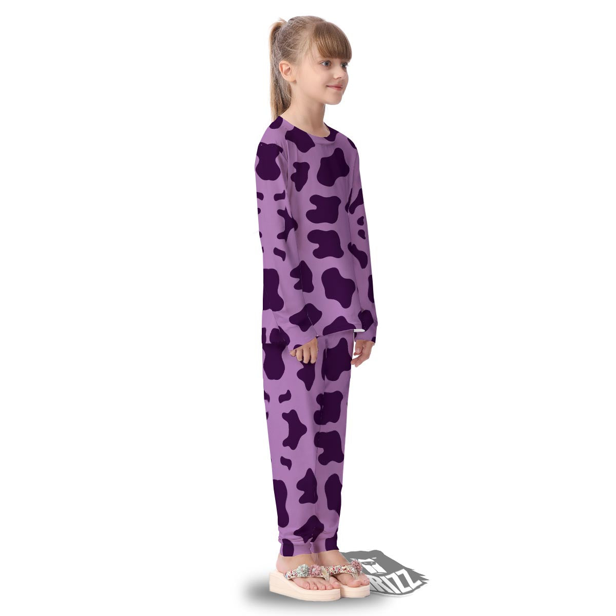 Cow Purple Print Pattern Kid's Pajamas-grizzshop