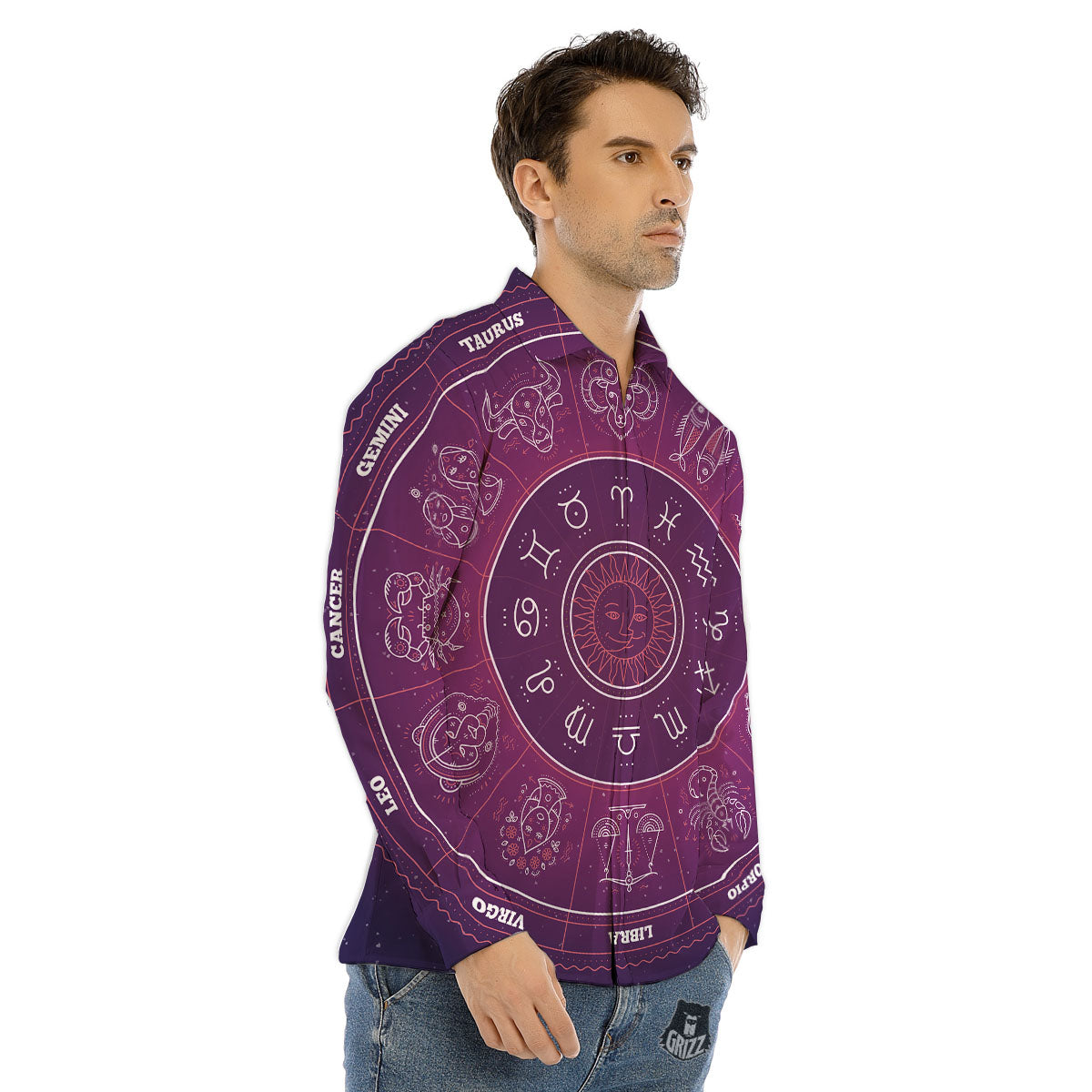 Cow Purple Print Pattern Men's Dress Shirts-grizzshop