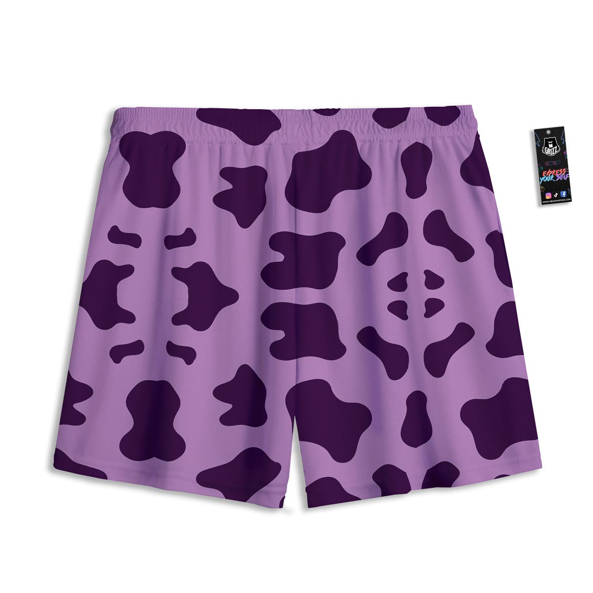 Cow Purple Print Pattern Mesh Shorts