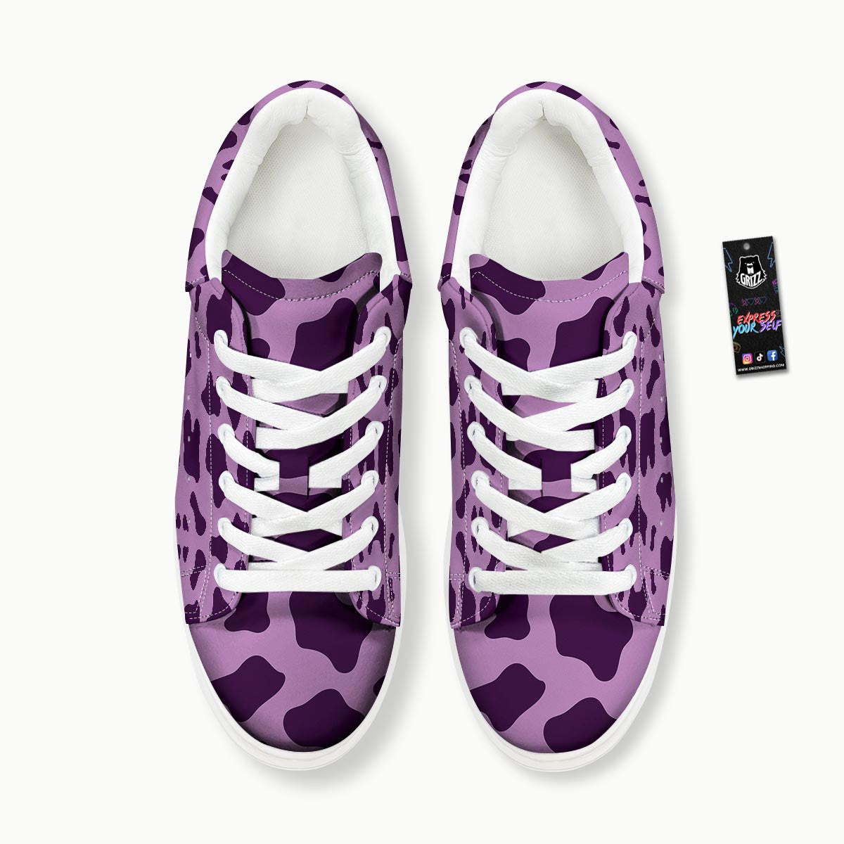 Cow Purple Print Pattern Platform Shoes-grizzshop