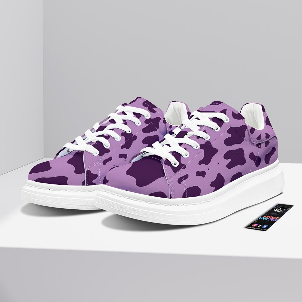 Cow Purple Print Pattern Platform Shoes-grizzshop