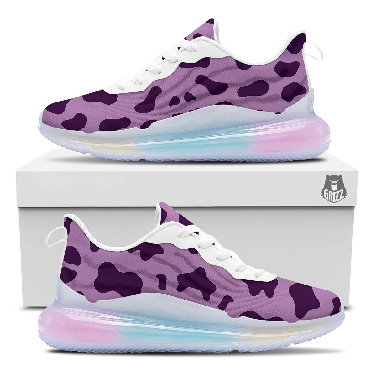 Cow Purple Print Pattern Running Sneakers-grizzshop