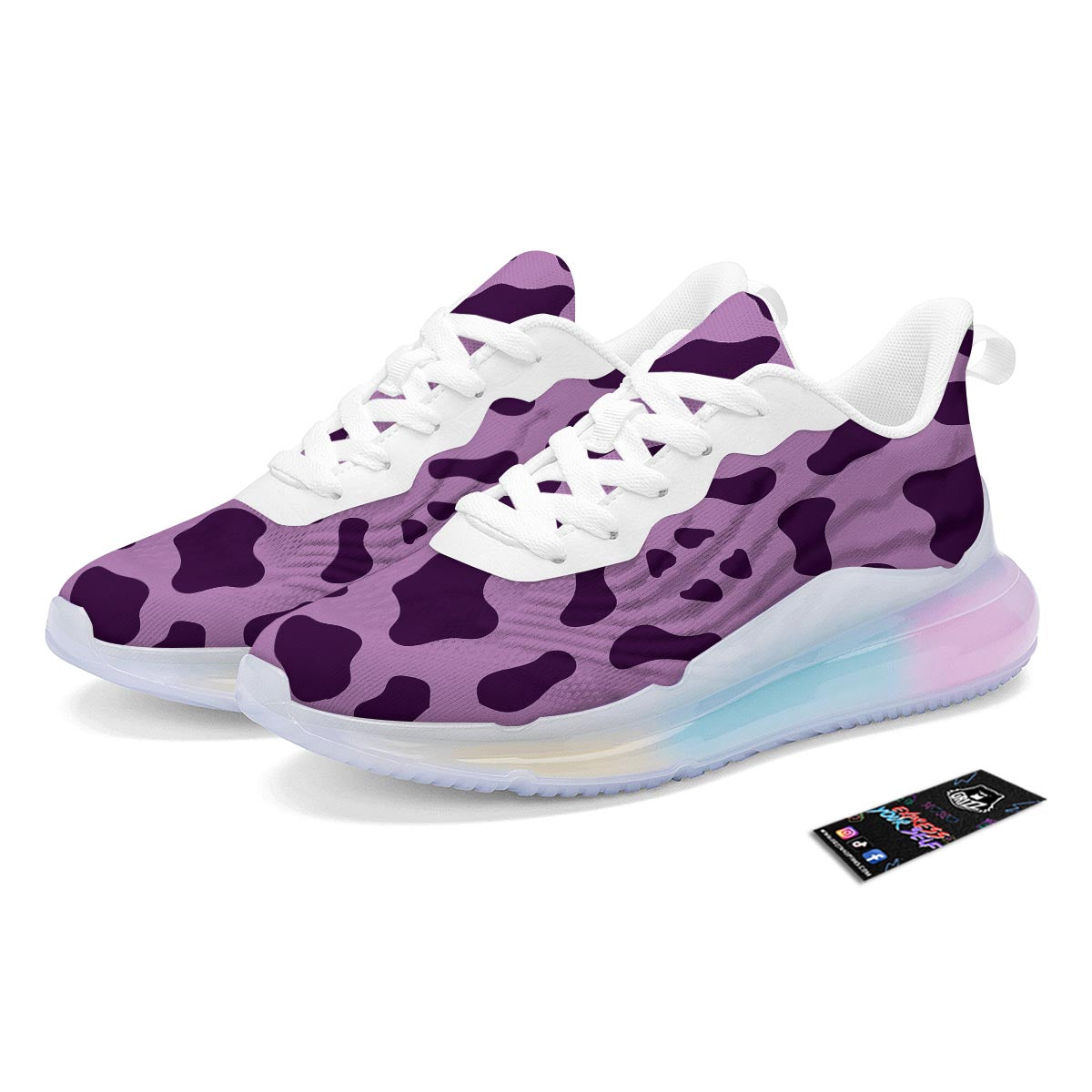 Cow Purple Print Pattern Running Sneakers-grizzshop