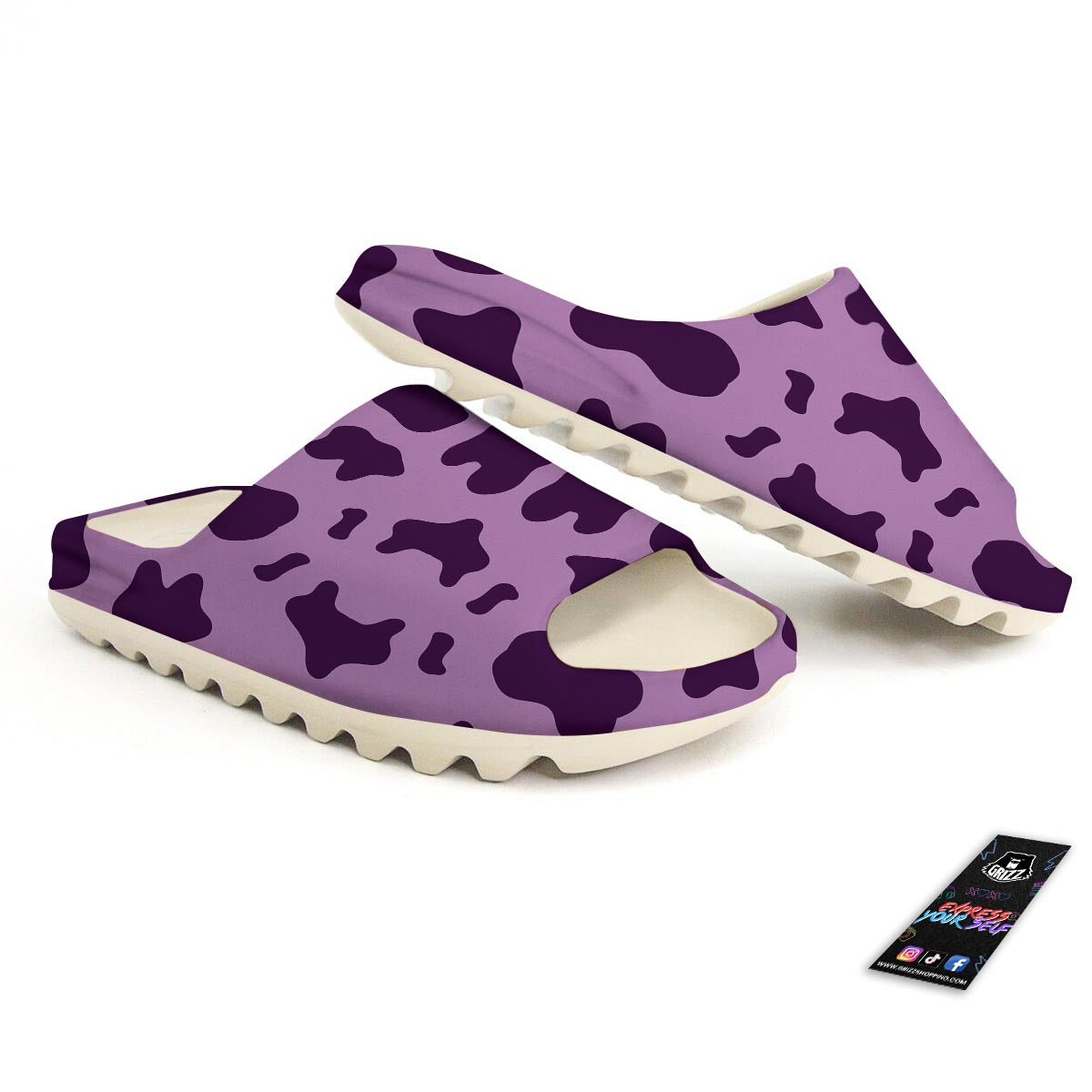 Cow Purple Print Pattern Sandals-grizzshop