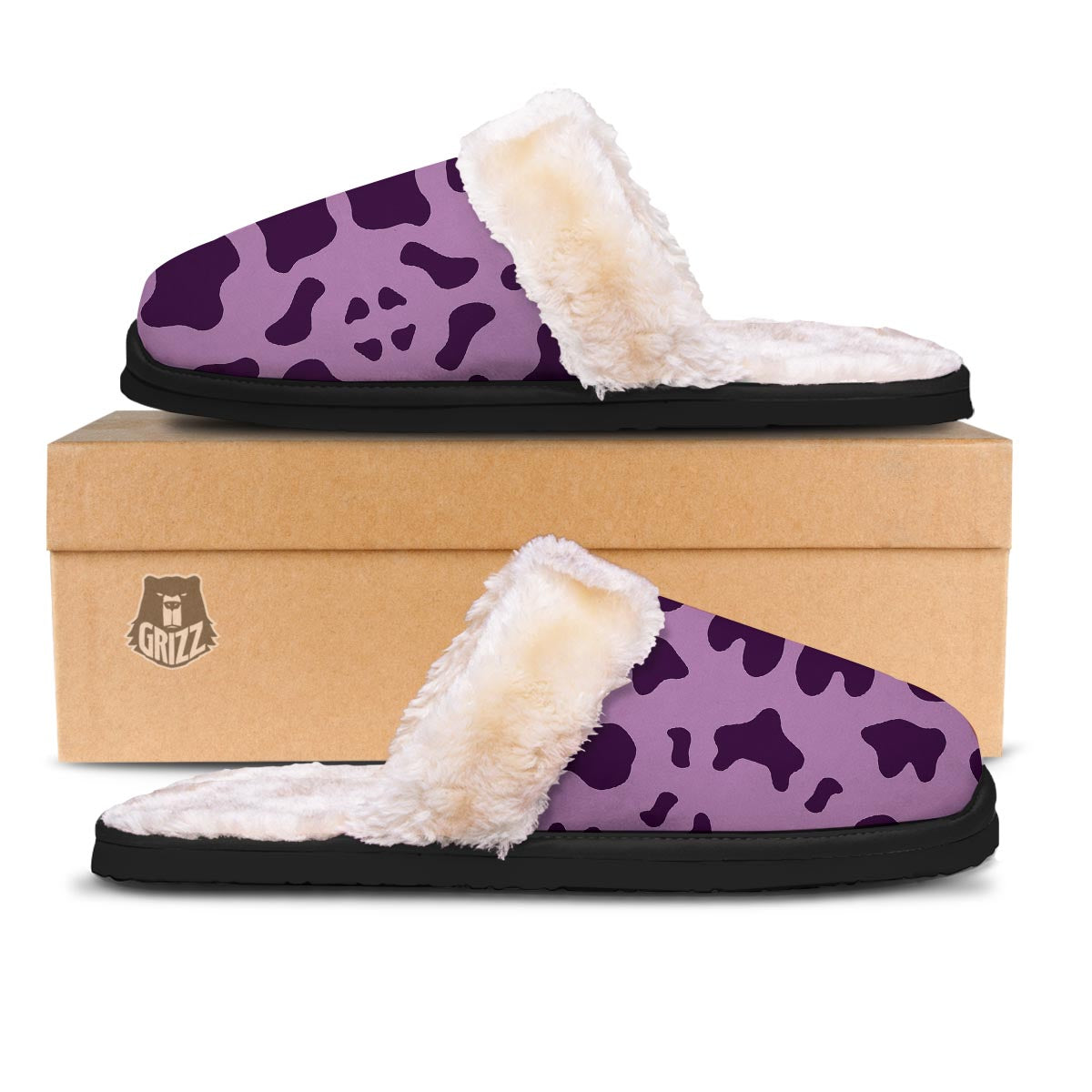 Cow Purple Print Pattern Slippers-grizzshop