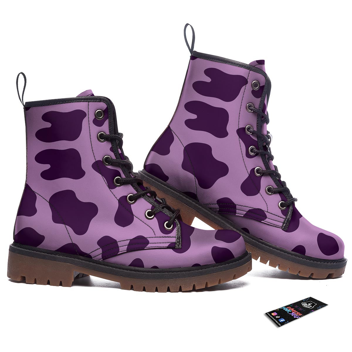 Cow Purple Print Pattern Work Boots-grizzshop