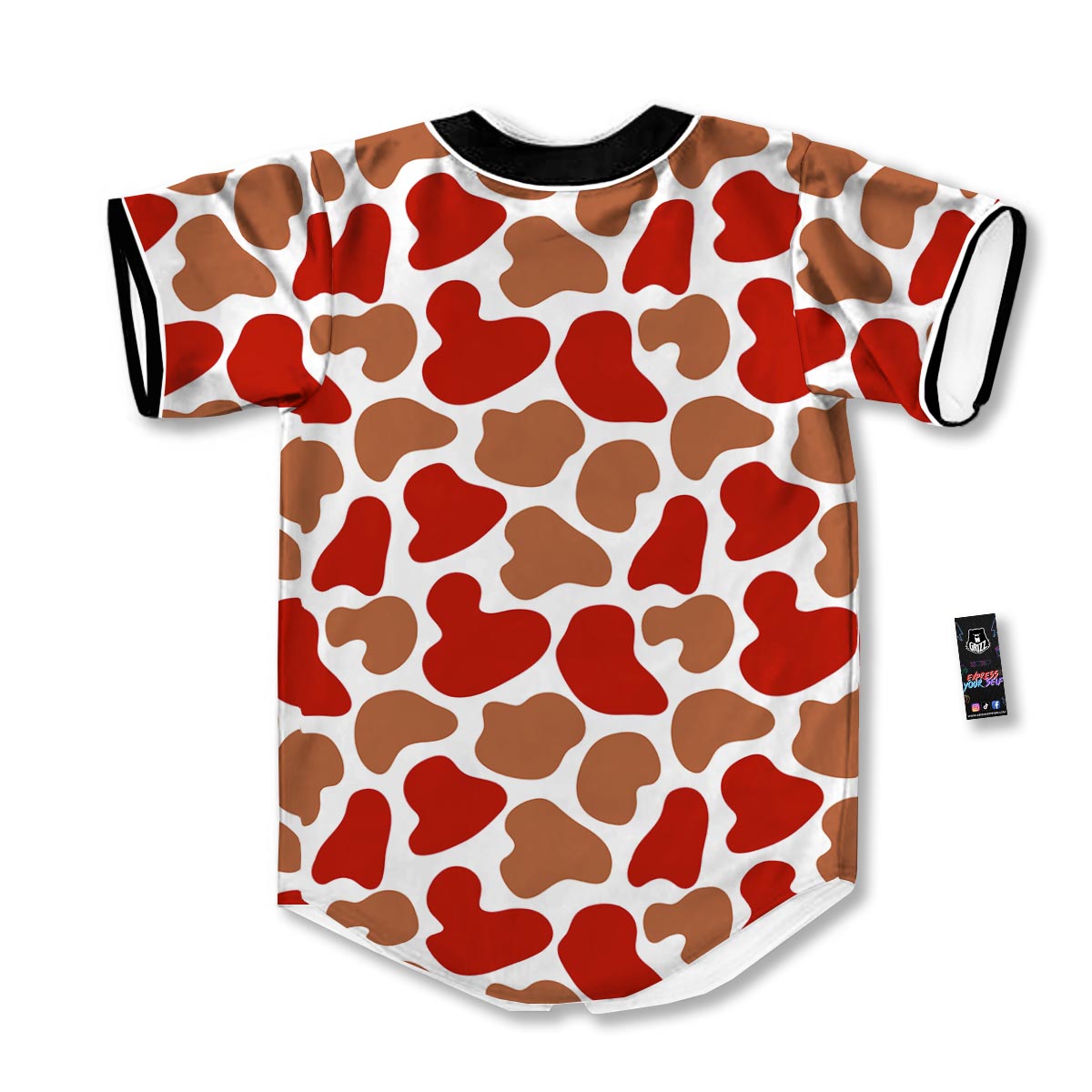 Cow Red Brown Print Pattern Baseball Jersey-grizzshop