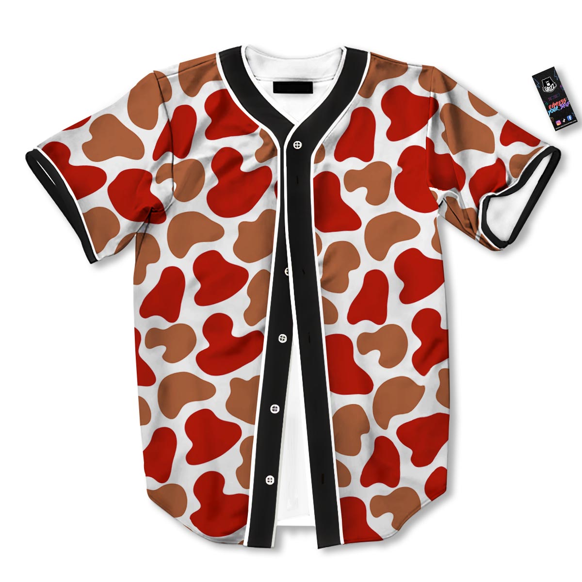 Cow Red Brown Print Pattern Baseball Jersey-grizzshop