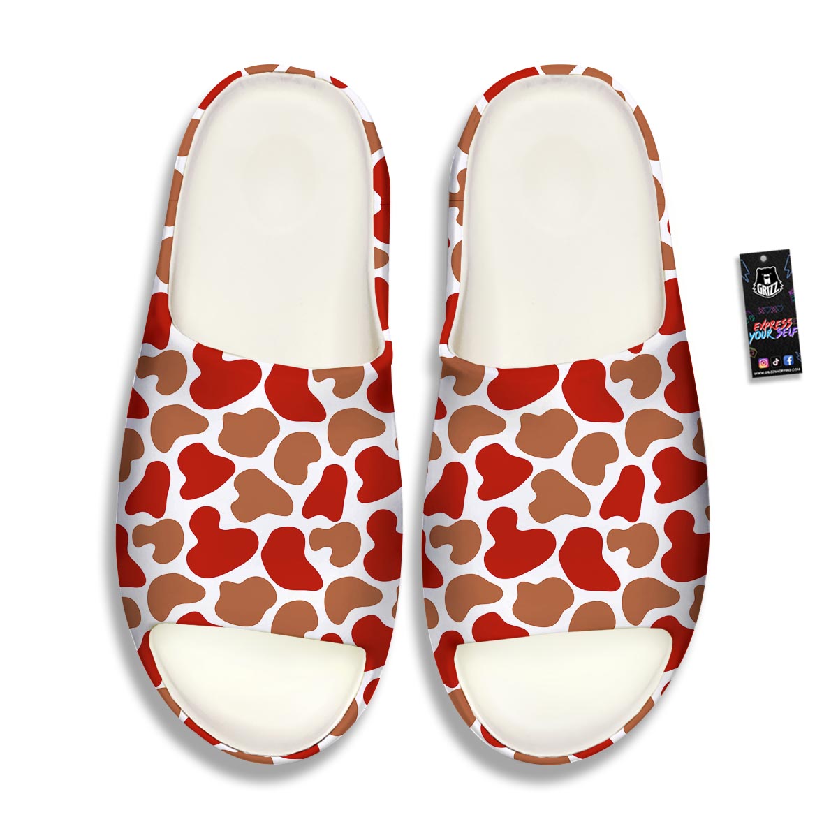 Cow Red Brown Print Pattern Sandals-grizzshop