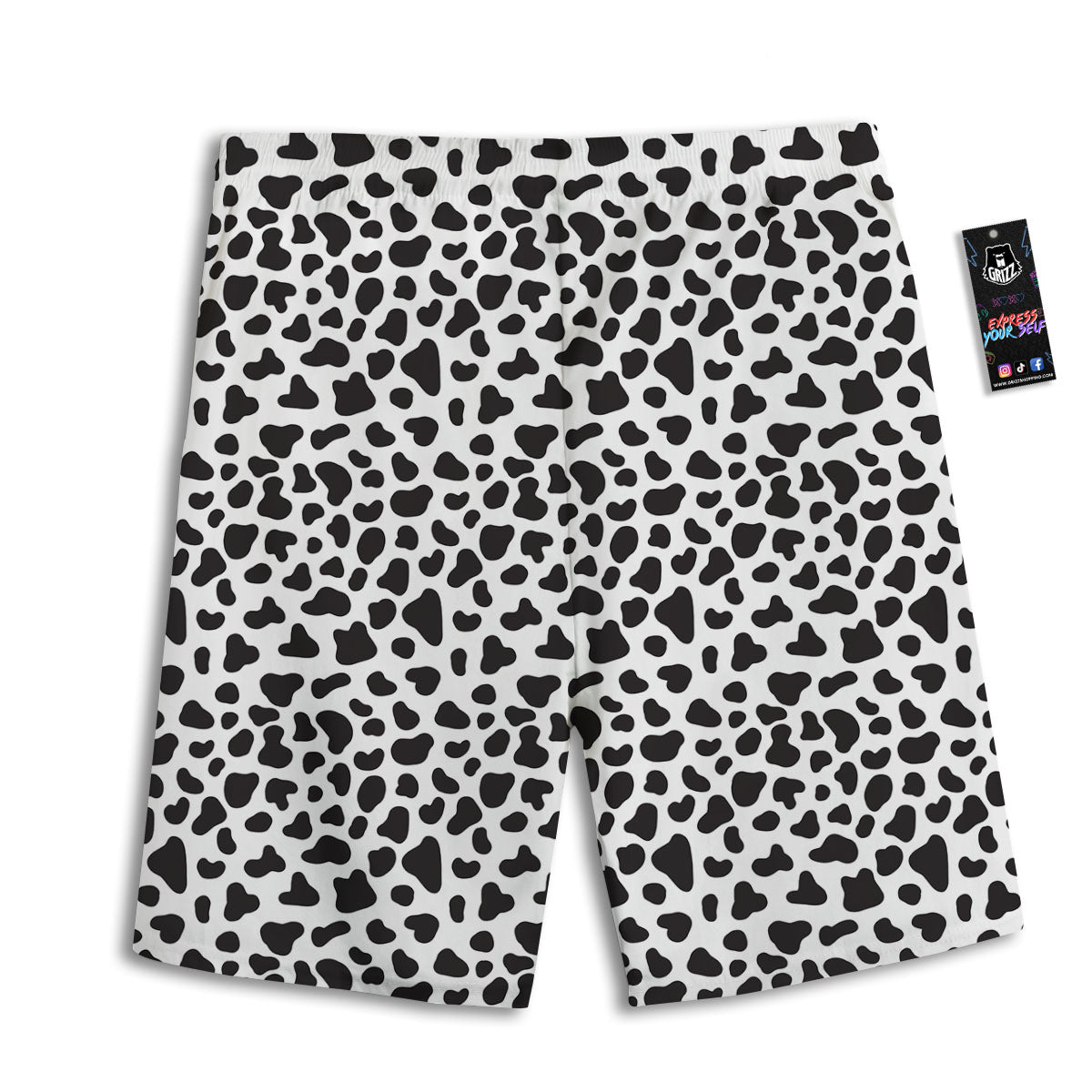 Cow White And Black Print Men's Athletic Shorts