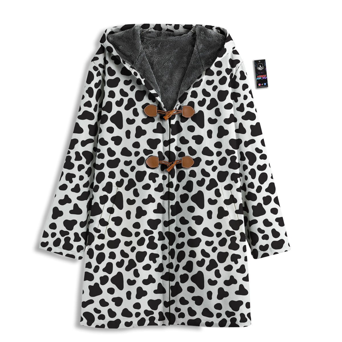 Cow White And Black Print Men's Windbreaker Jacket-grizzshop