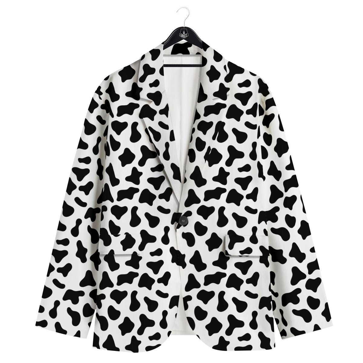 Cow White And Black Print Pattern Men's Sport Coat-grizzshop