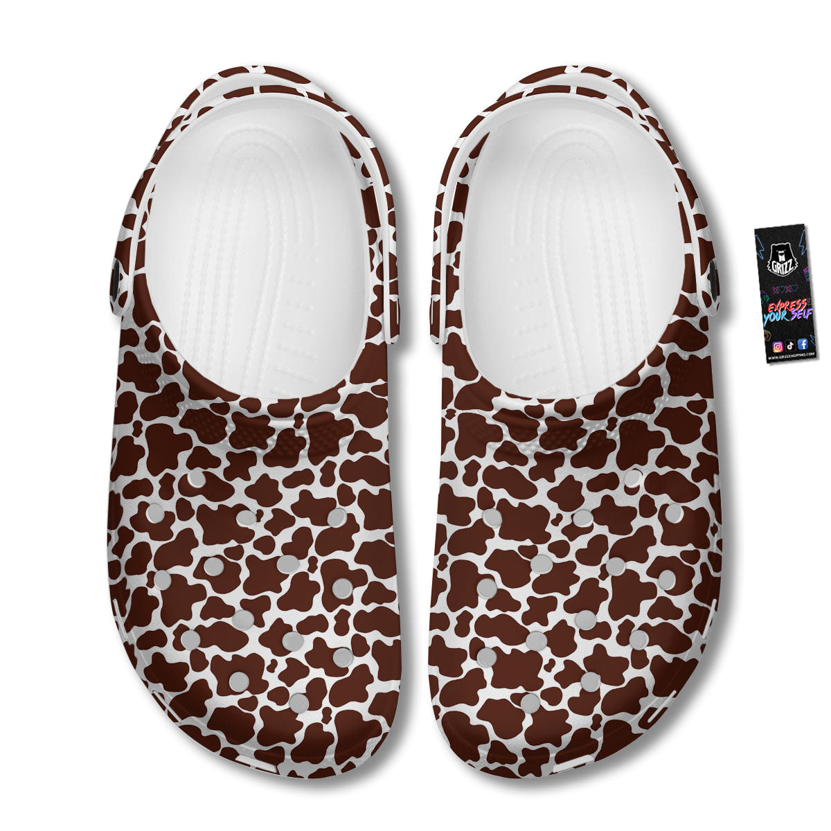 Cow White And Brown Print Pattern Clog-grizzshop