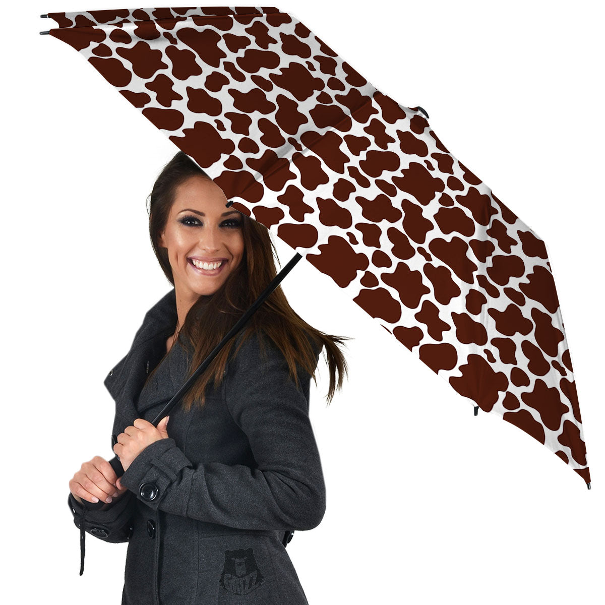 Cow White And Brown Print Pattern Umbrella-grizzshop