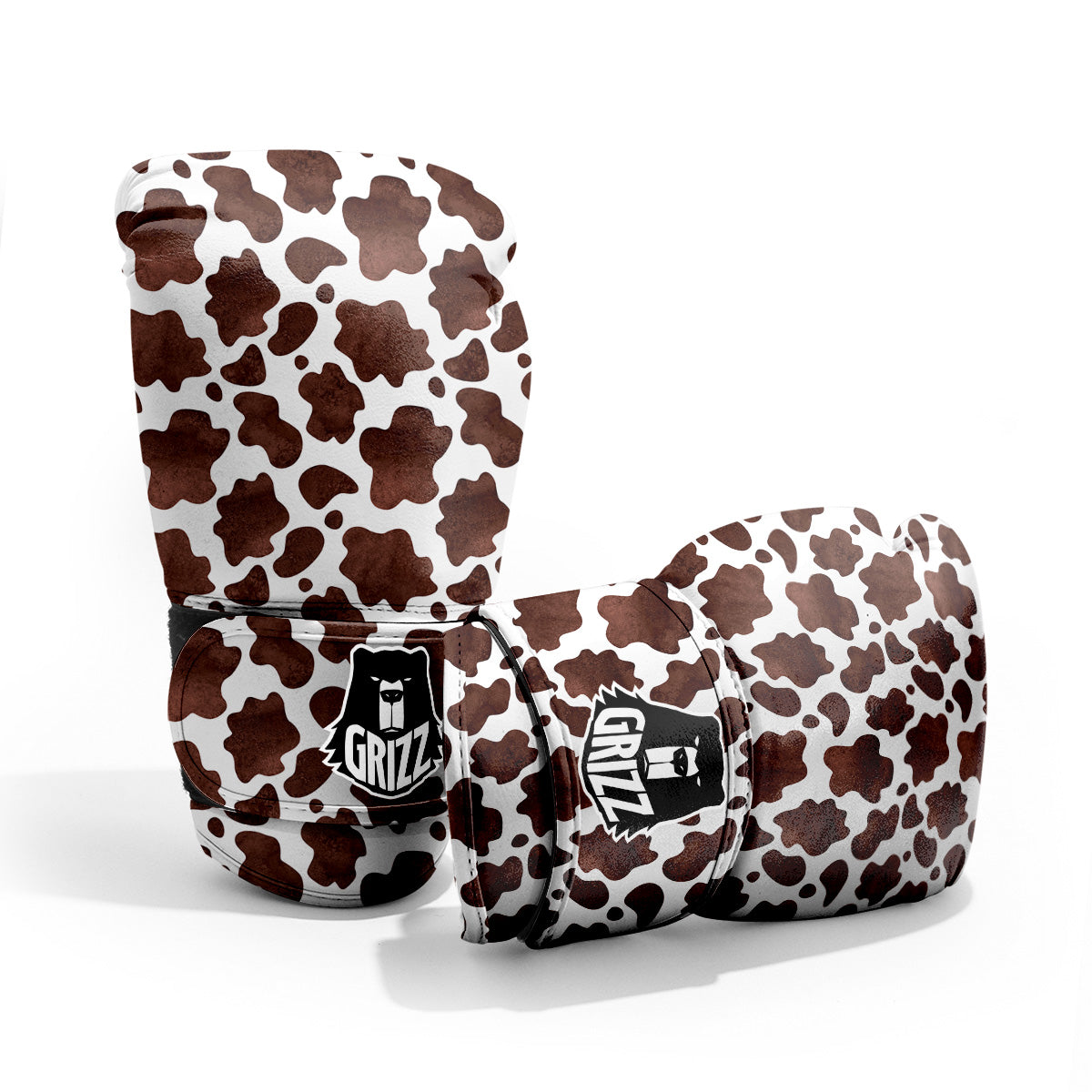 Cow White And Brown Print Pro Boxing Glove