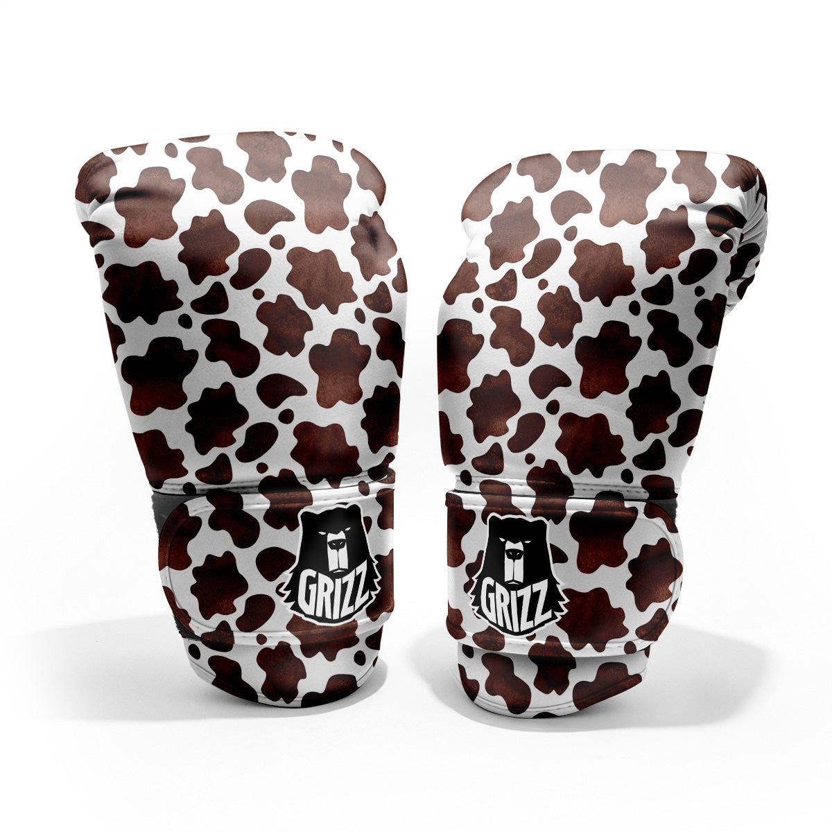 Cow White And Brown Print Pro Boxing Glove