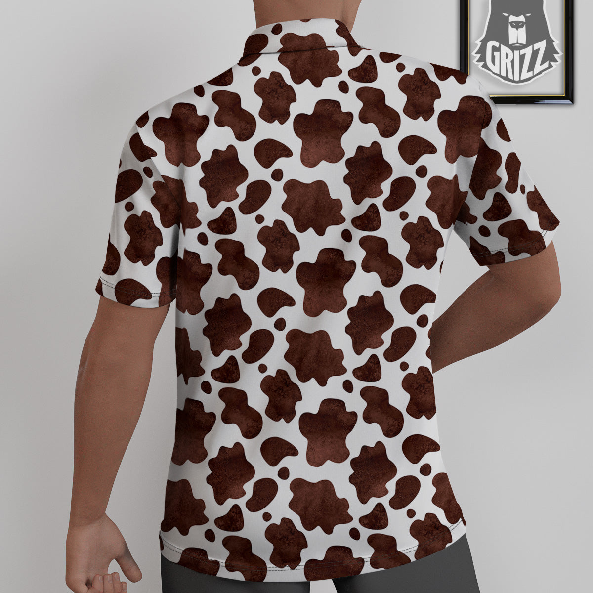 Cow White And Brown Print Untucked Shirts-grizzshop