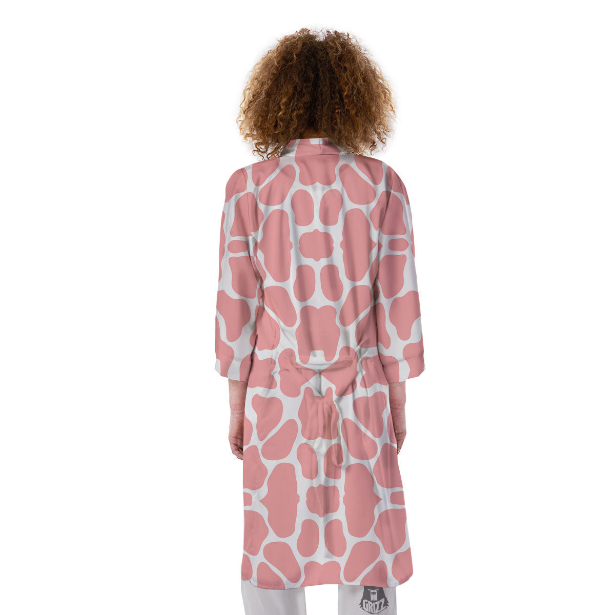 Cow White And Pink Print Kimono-grizzshop