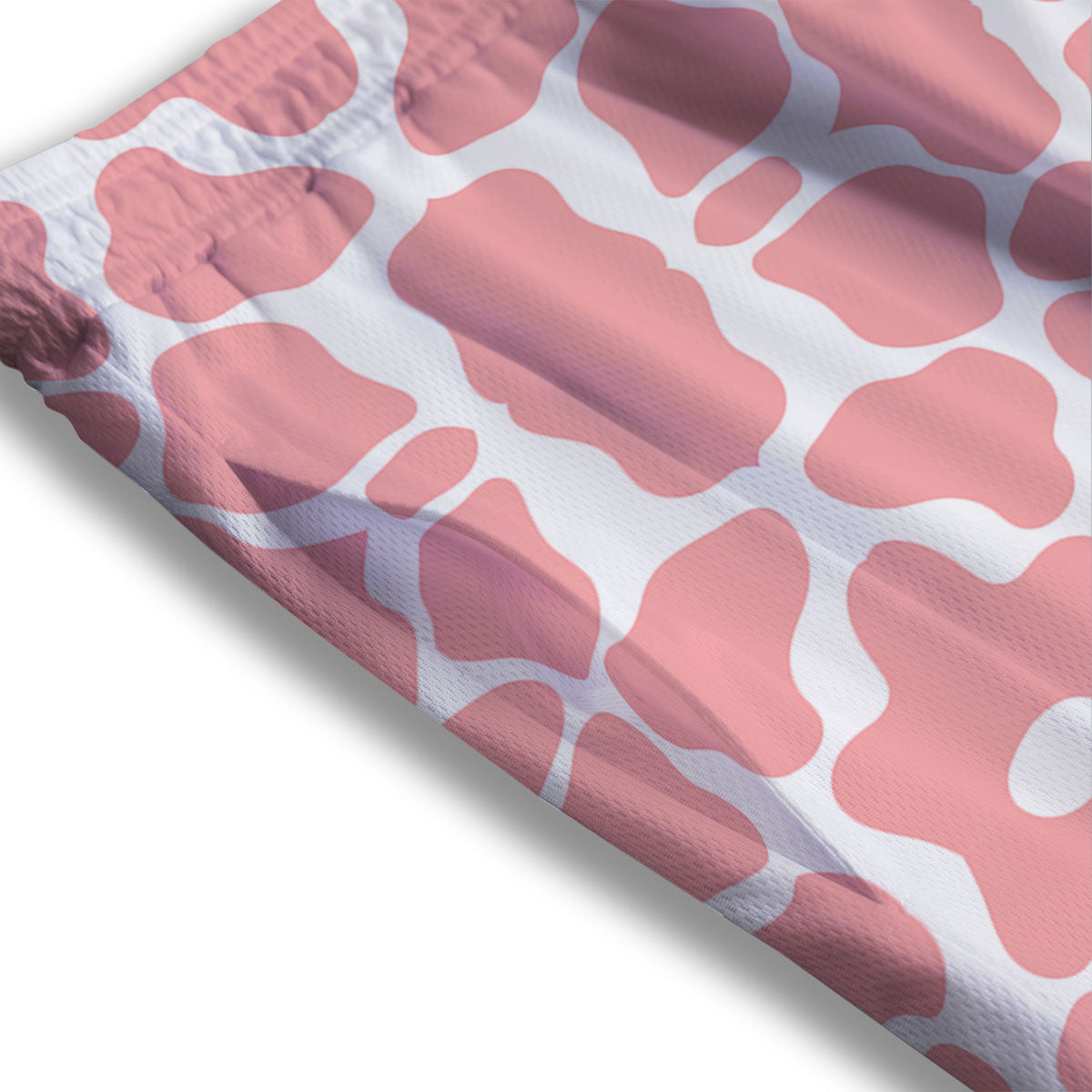 Cow White And Pink Print Mesh Shorts