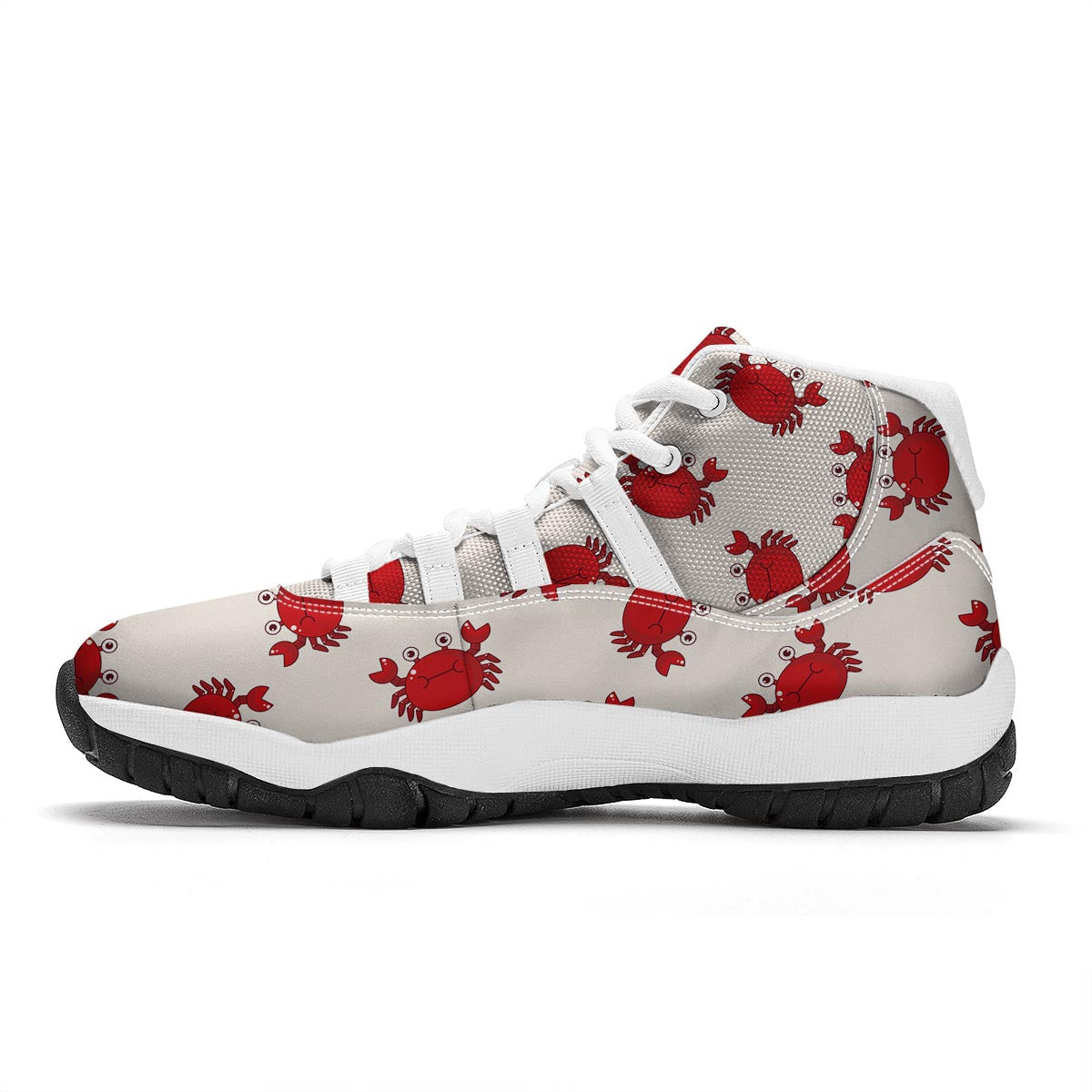 Crab Cartoon Pattern Print White Bball Shoes-grizzshop