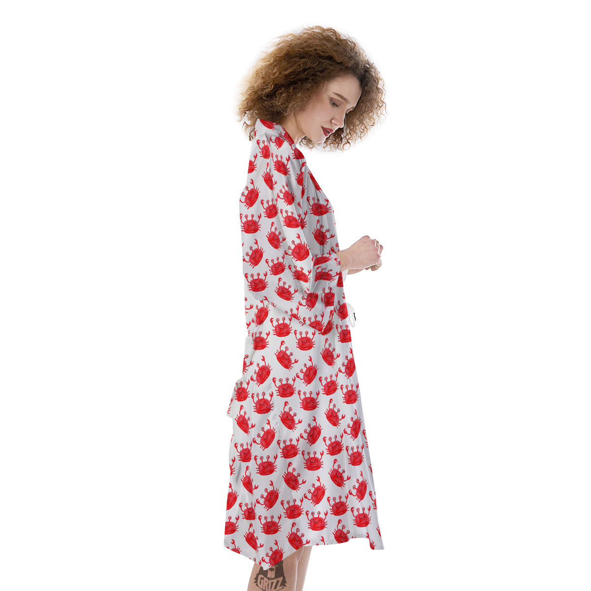 Crab Cute Print Pattern Kimono-grizzshop