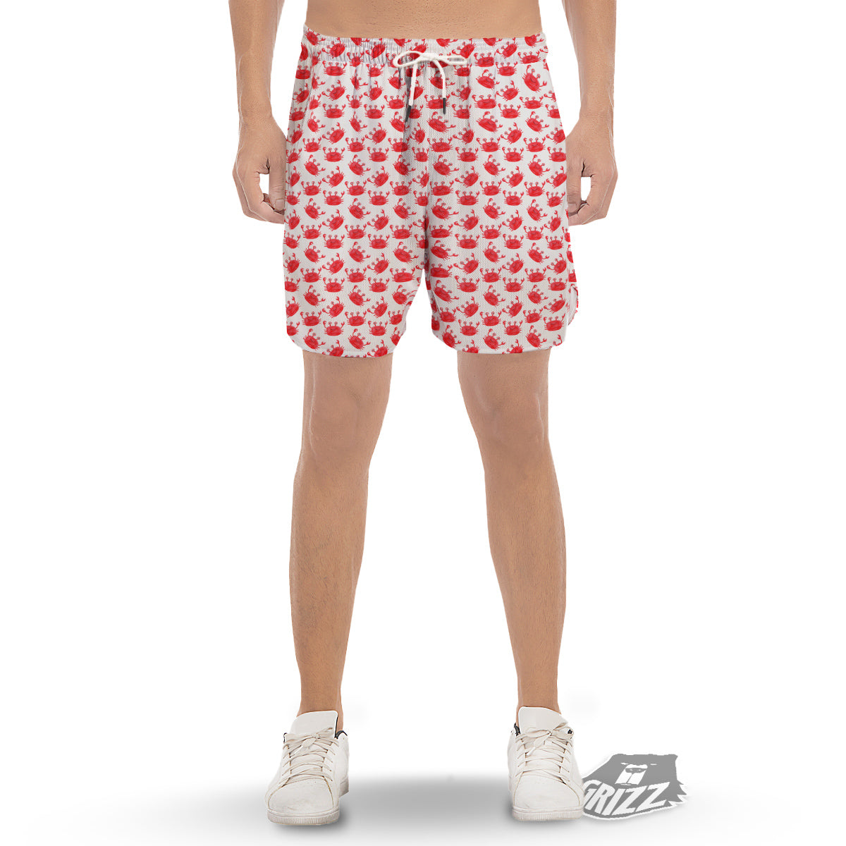 Crab Cute Print Pattern Men's Gym Shorts-grizzshop