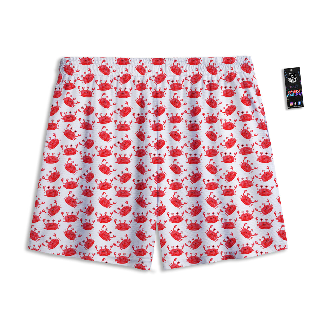 Crab Cute Print Pattern Mesh Shorts-grizzshop