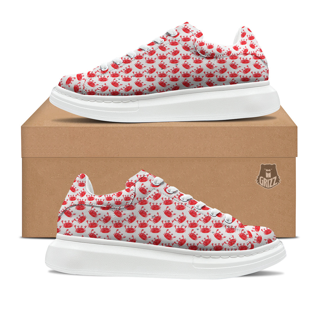 Crab Cute Print Pattern Platform Shoes-grizzshop