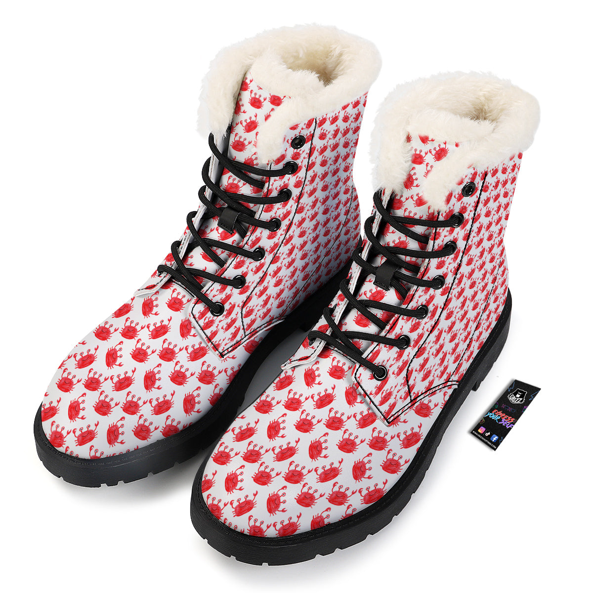 Crab Cute Print Pattern Winter Boots-grizzshop