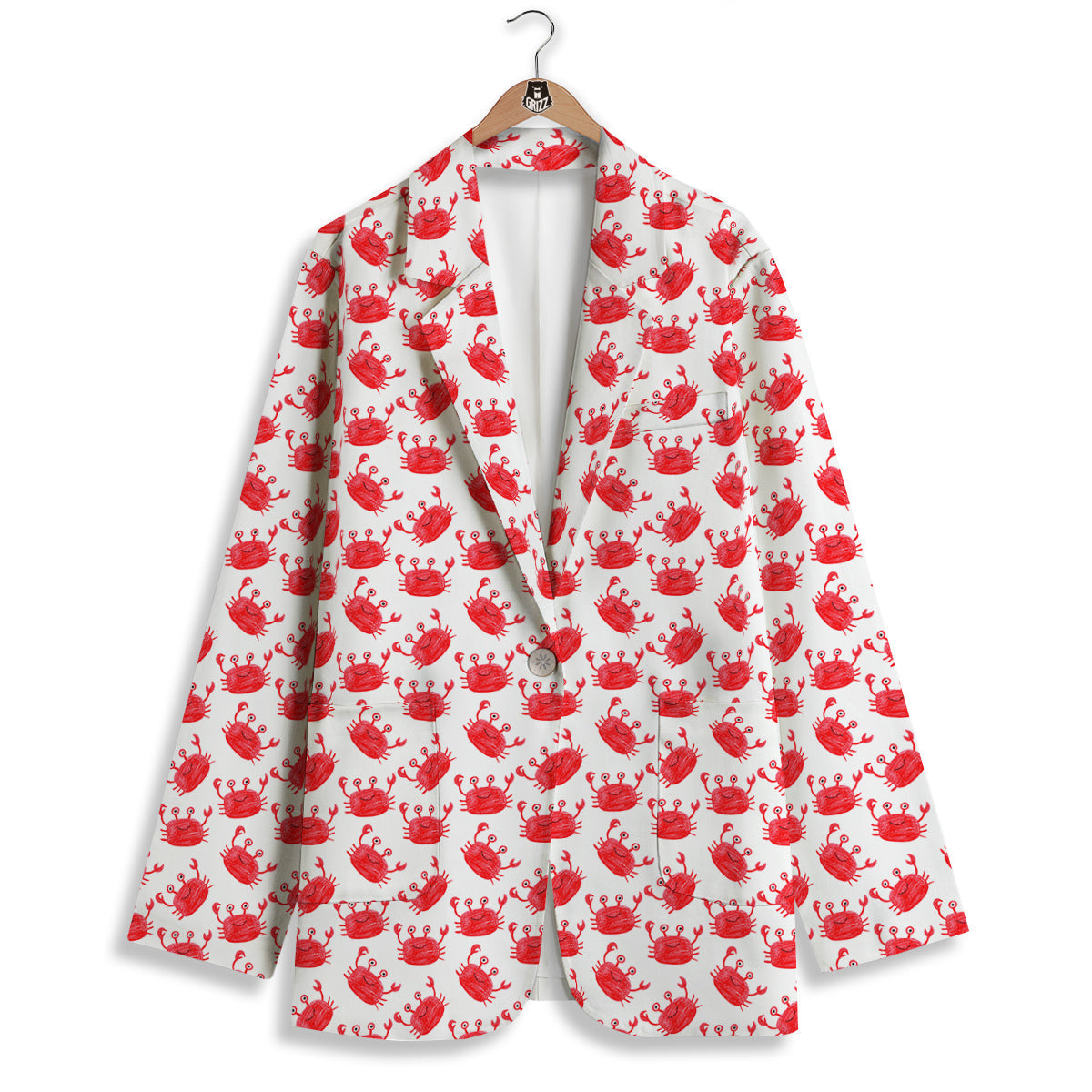 Crab Cute Print Pattern Women's Blazer-grizzshop