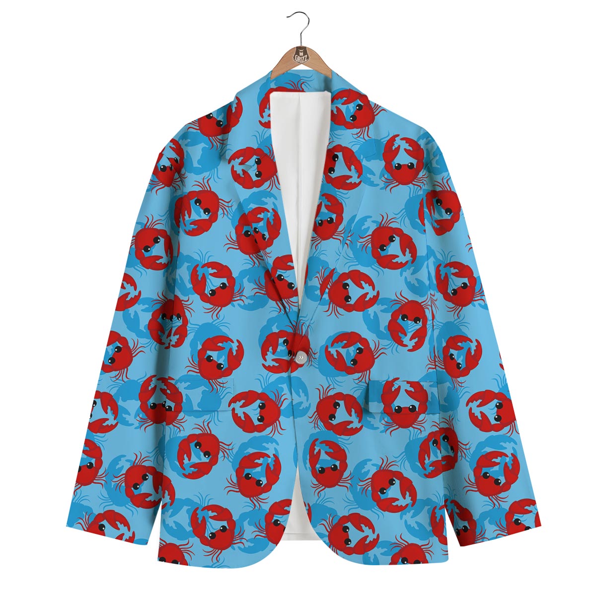 Crab Pattern Print Men's Blazer-grizzshop