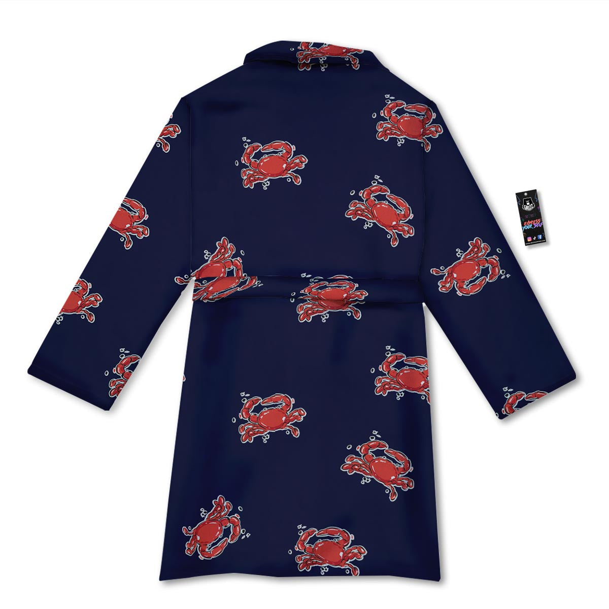 Crab Red Print Pattern Bathrobe-grizzshop
