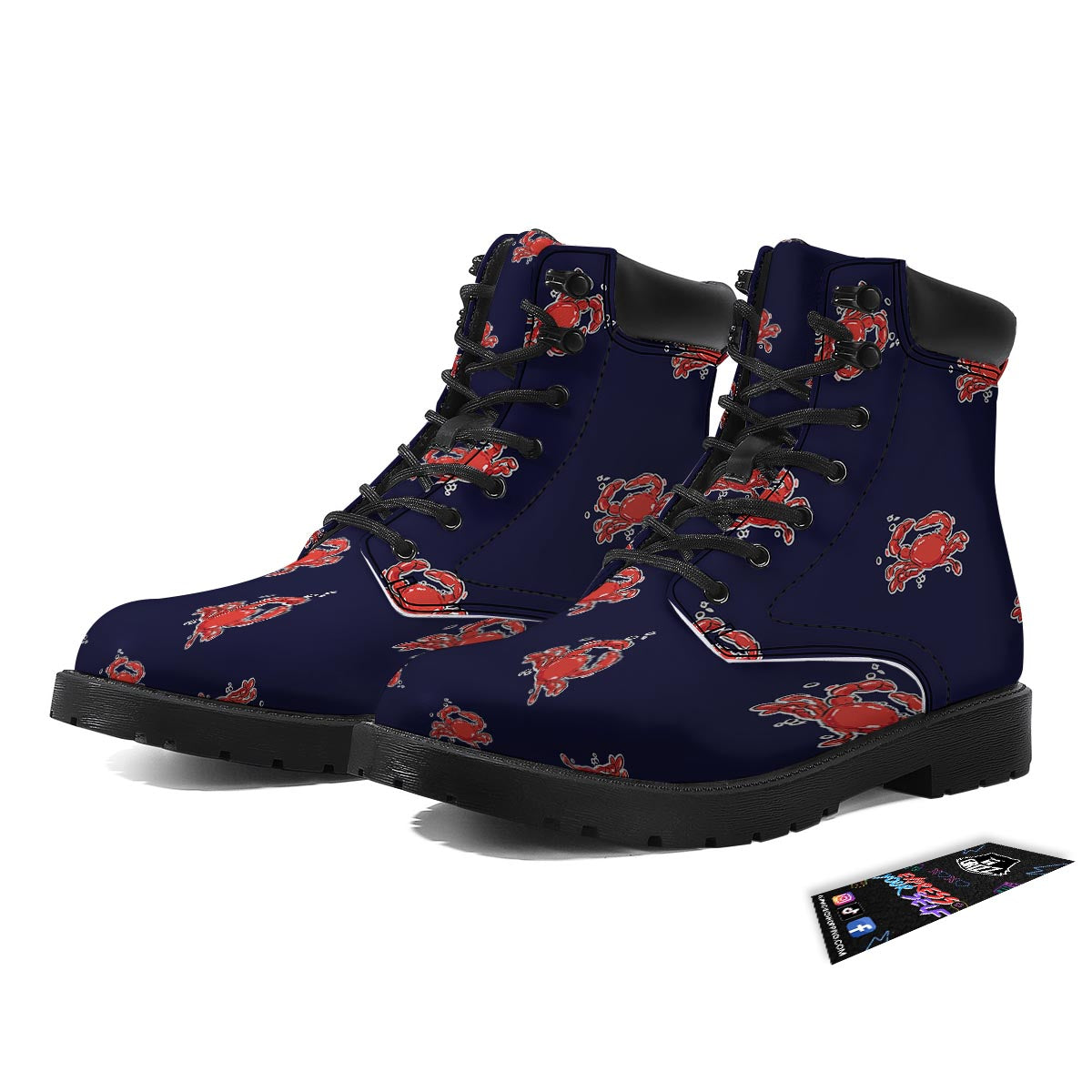 Crab Red Print Pattern Boots-grizzshop