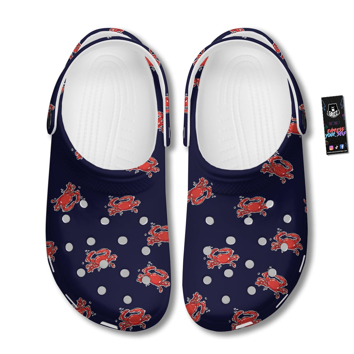 Crab Red Print Pattern Clog-grizzshop