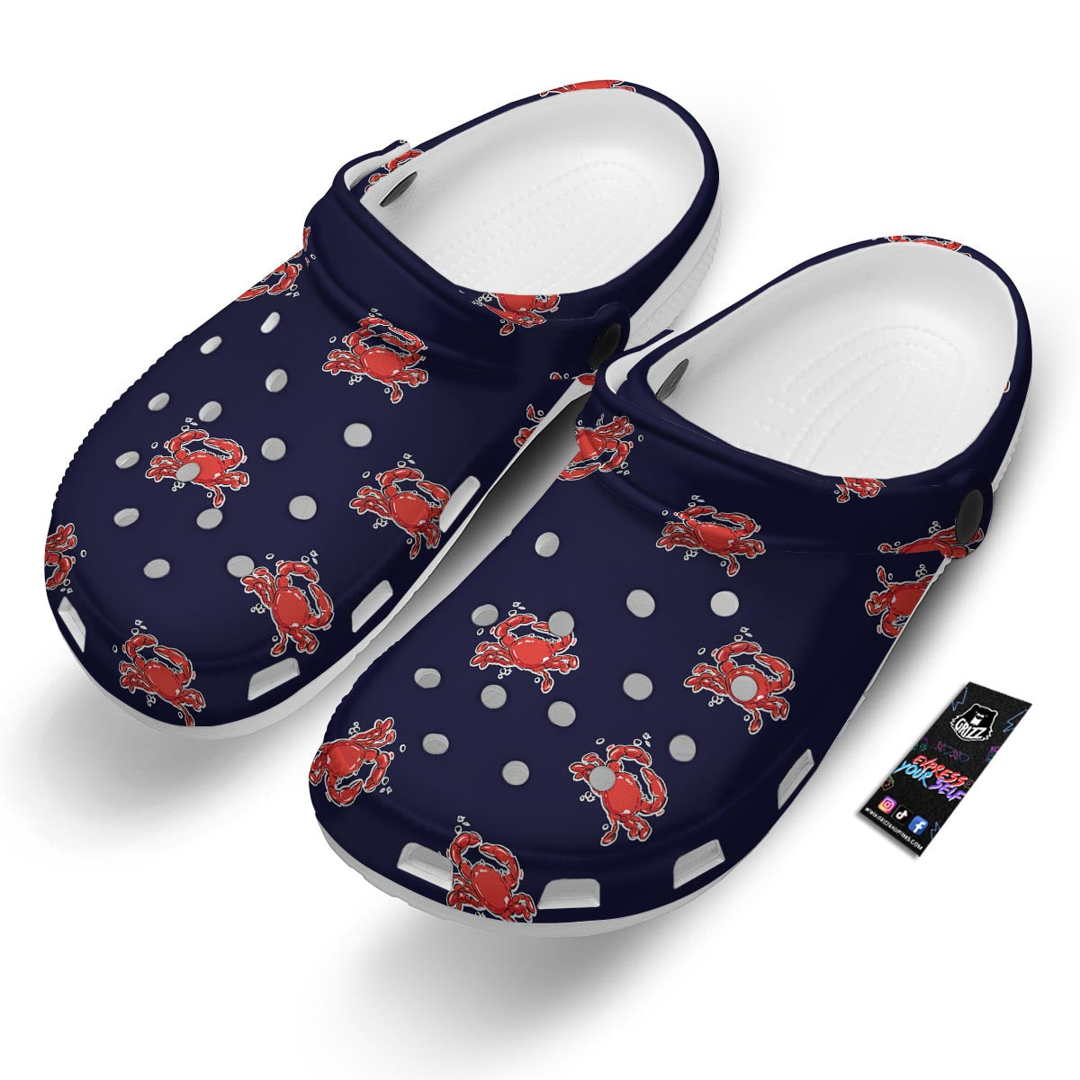 Crab Red Print Pattern Clog-grizzshop