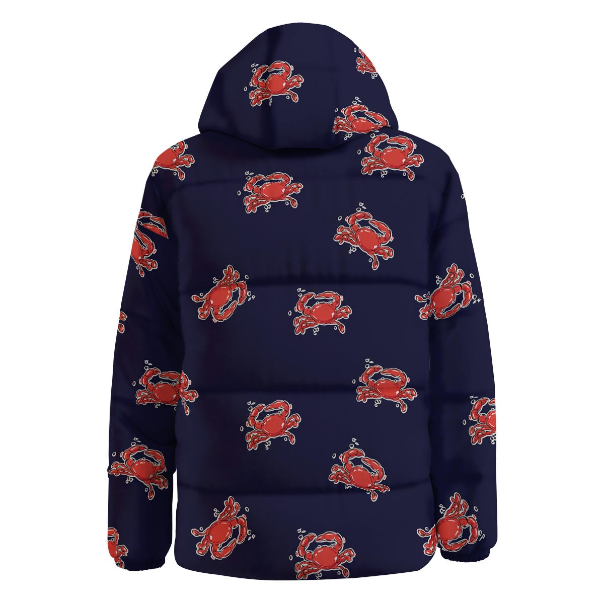 Crab Red Print Pattern Down Jacket-grizzshop