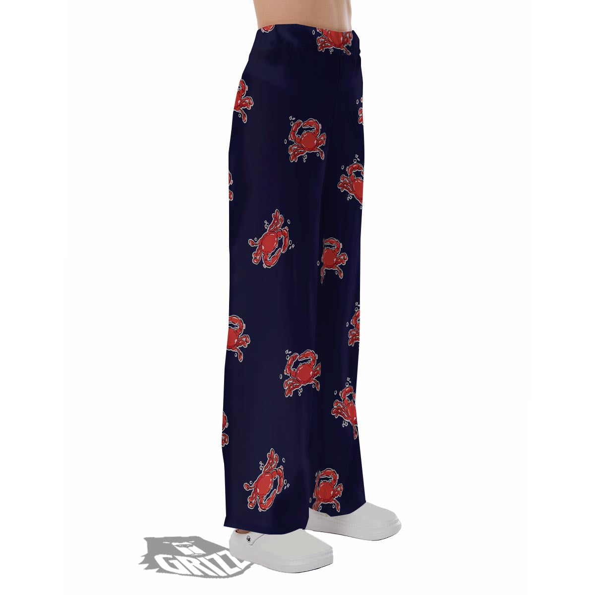 Crab Red Print Pattern Pajama Pants-grizzshop