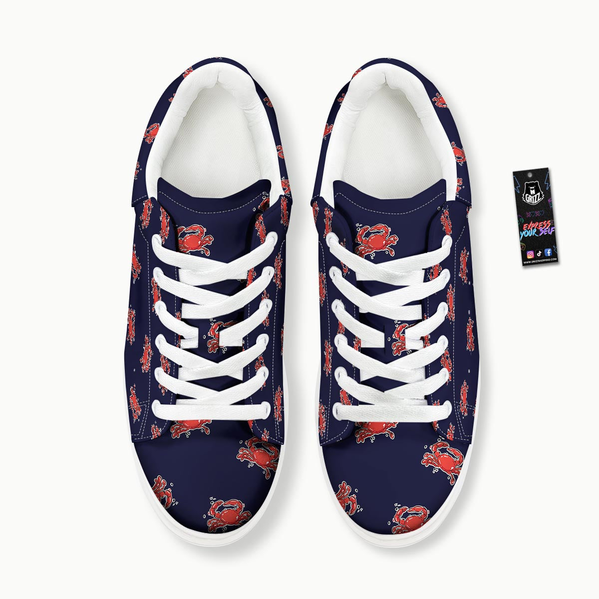 Crab Red Print Pattern Platform Shoes-grizzshop