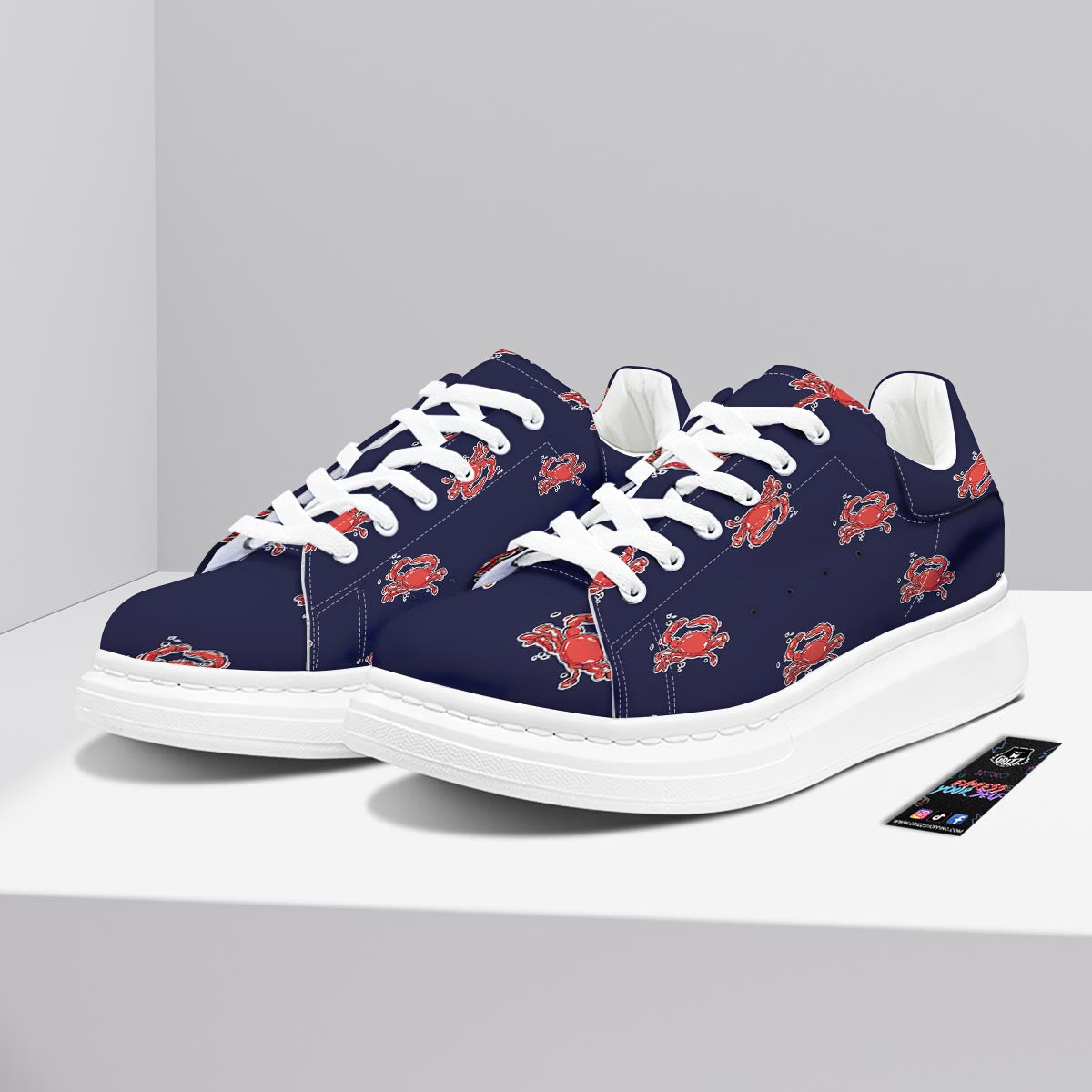 Crab Red Print Pattern Platform Shoes-grizzshop