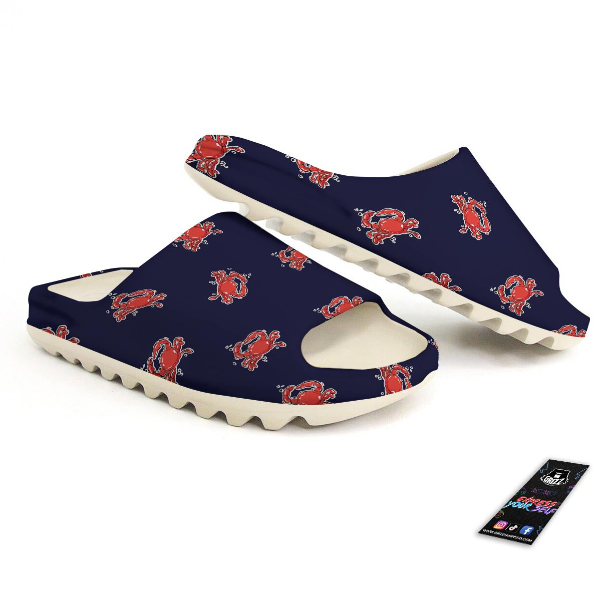Crab Red Print Pattern Sandals-grizzshop