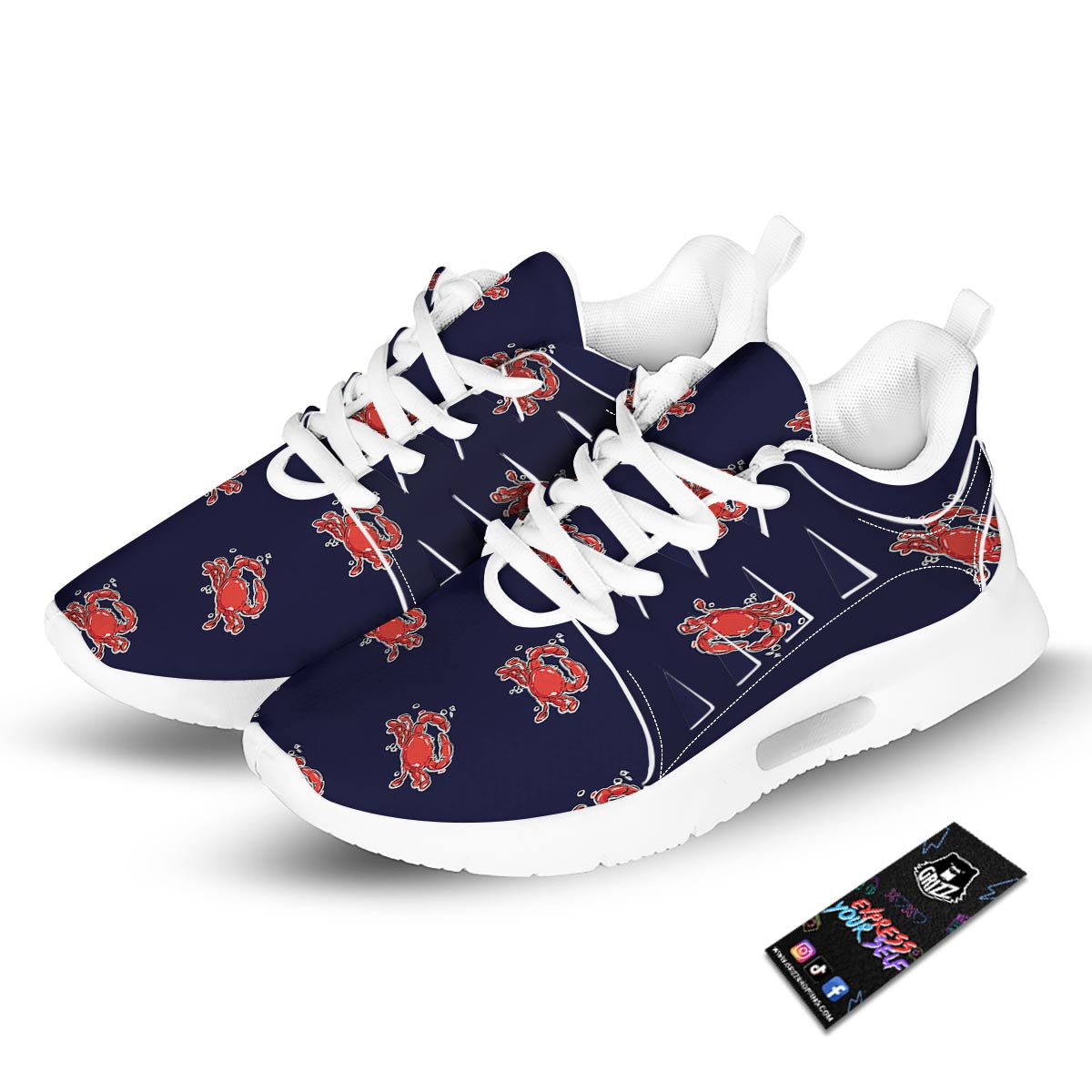 Crab Red Print Pattern Tennis Shoes-grizzshop