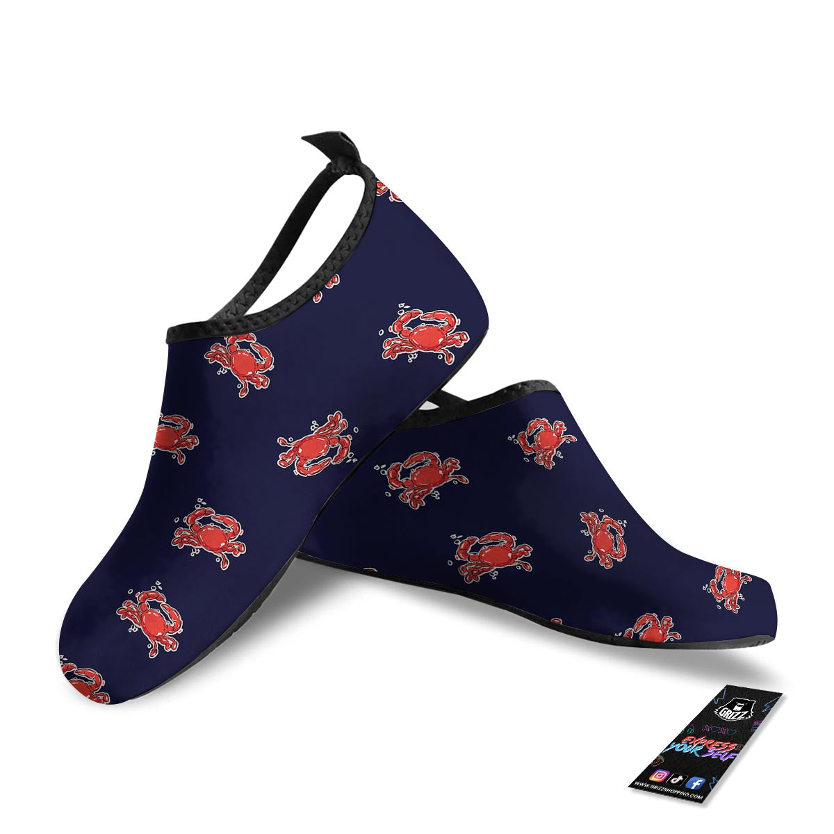 Crab Red Print Pattern Water Shoes-grizzshop